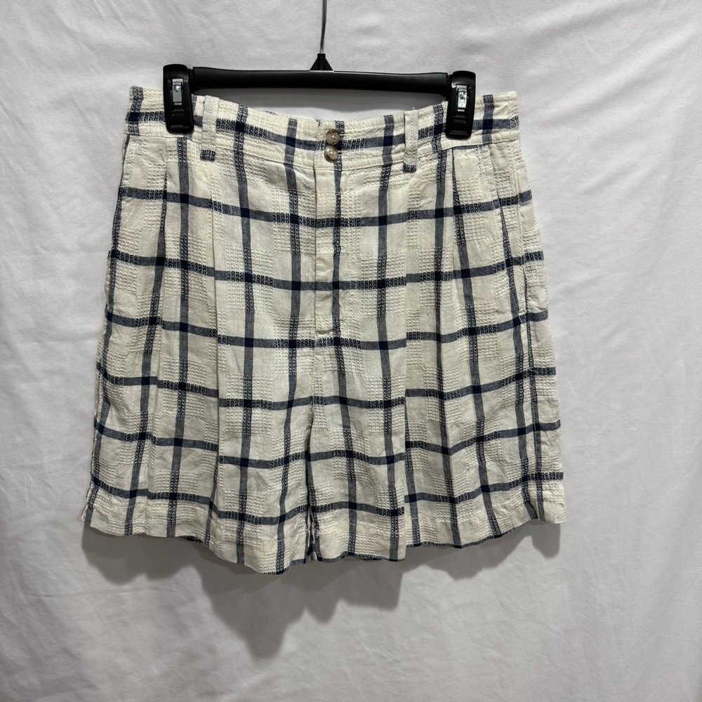 Madewell Plaid Linen Cotton Shorts 6 Coastal Preppy Academia Gauzy Capsule‎ 70's